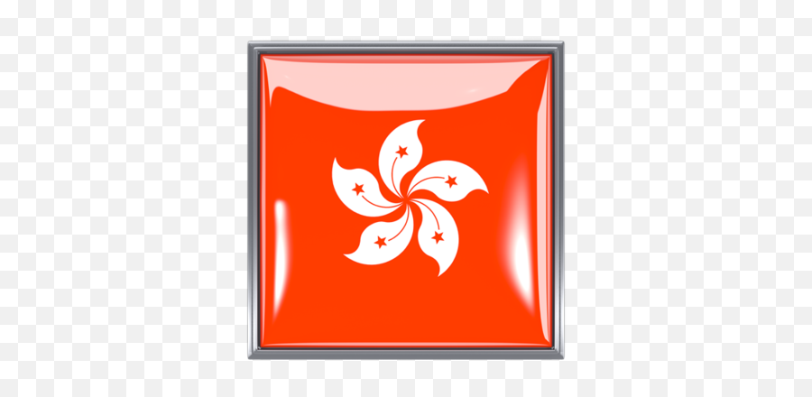 Metal Framed Square Icon Illustration Of Flag Hong Kong - Hong Kong Flag Square Png,Icon Hk