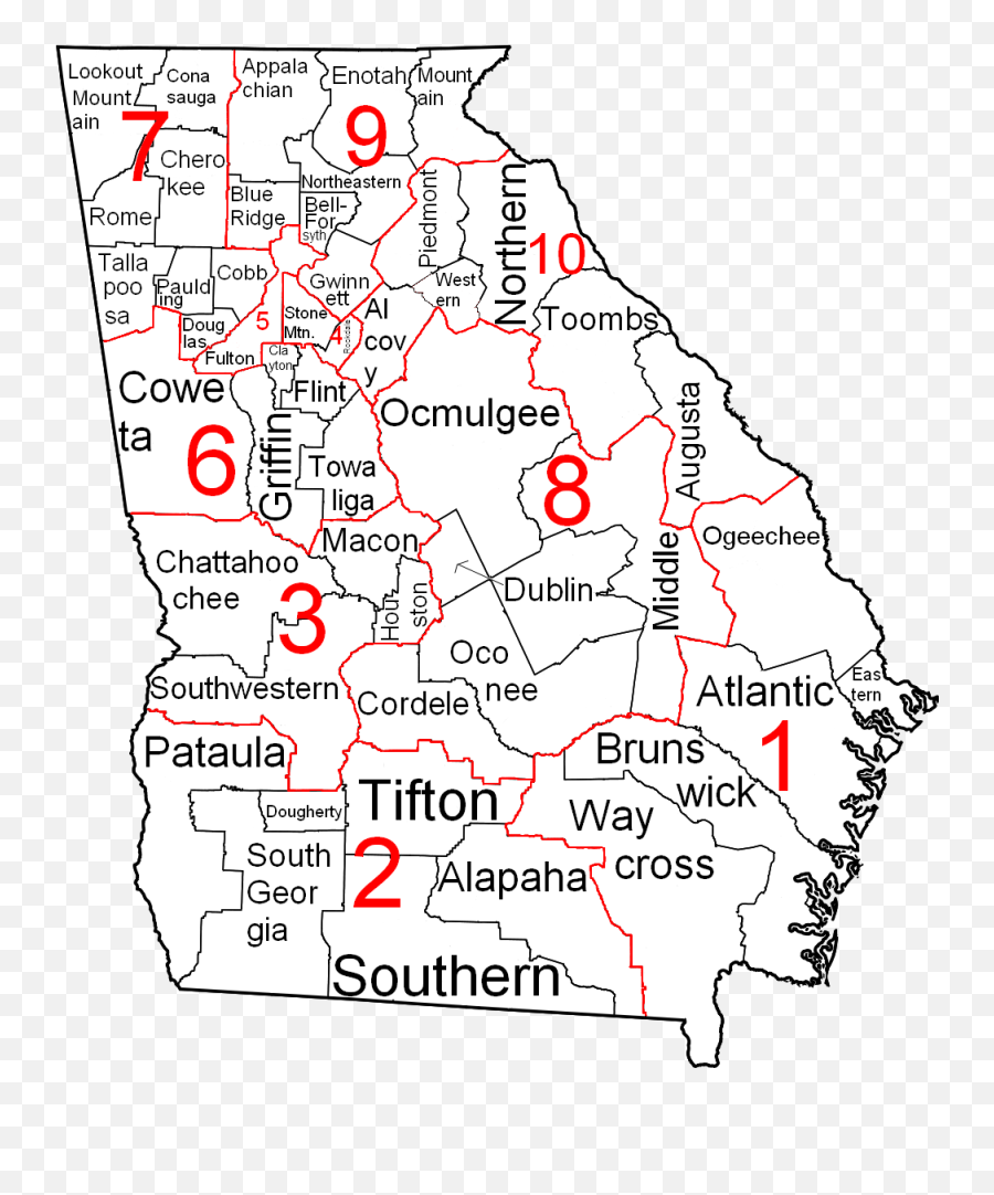 Filegeorgia Judicial Districts And Circuits Mappng - Georgia Court Districts,Circuits Png