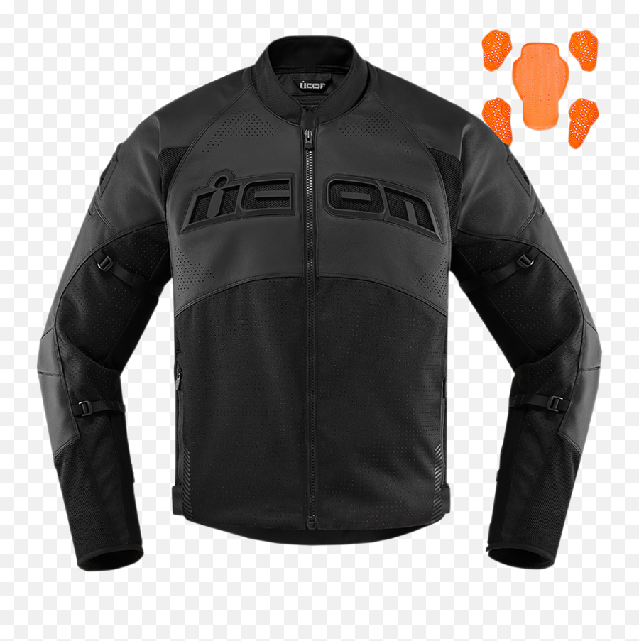 Icon Contra 2 Leather Jacket - Blouson En Cuir Contrat2 Stealth Noir Haute Visibilite De Icon Png,Icon Leather Jacket