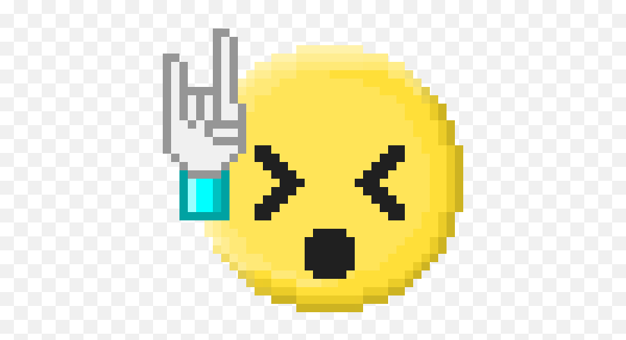 Rock Out Hand Gesture Emoji Sticker - R74n Free Pixel Emojis Sharingan Pixel Art Naruto Png,Lol Emoji Icon