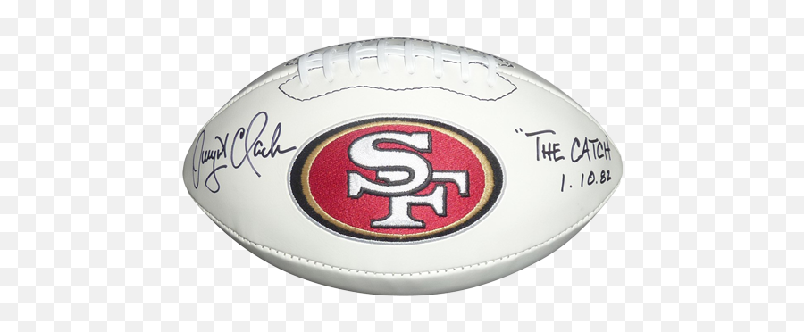 Dwight Clark Autographed San Francisco 49ers Logo Football W The Catch 11082 - San Francisco 49ers Logo Png,49ers Logo Png