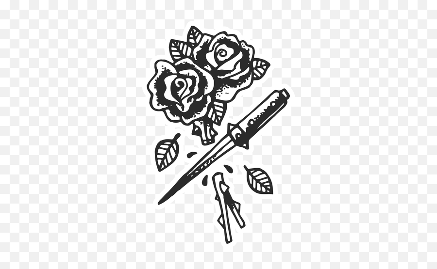 Cut Roses Vintage Tattoo - Old School Tattoo Designs Png,Knife Tattoo Png