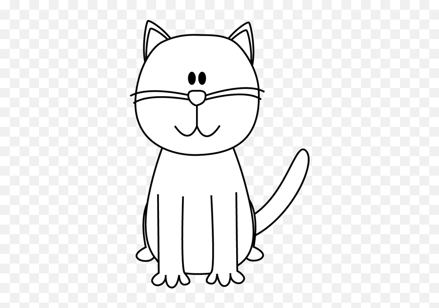 Black And White Cat Clip Art - Black And White Cat Image Cat Clipart Cute Black And White Png,White Cat Png