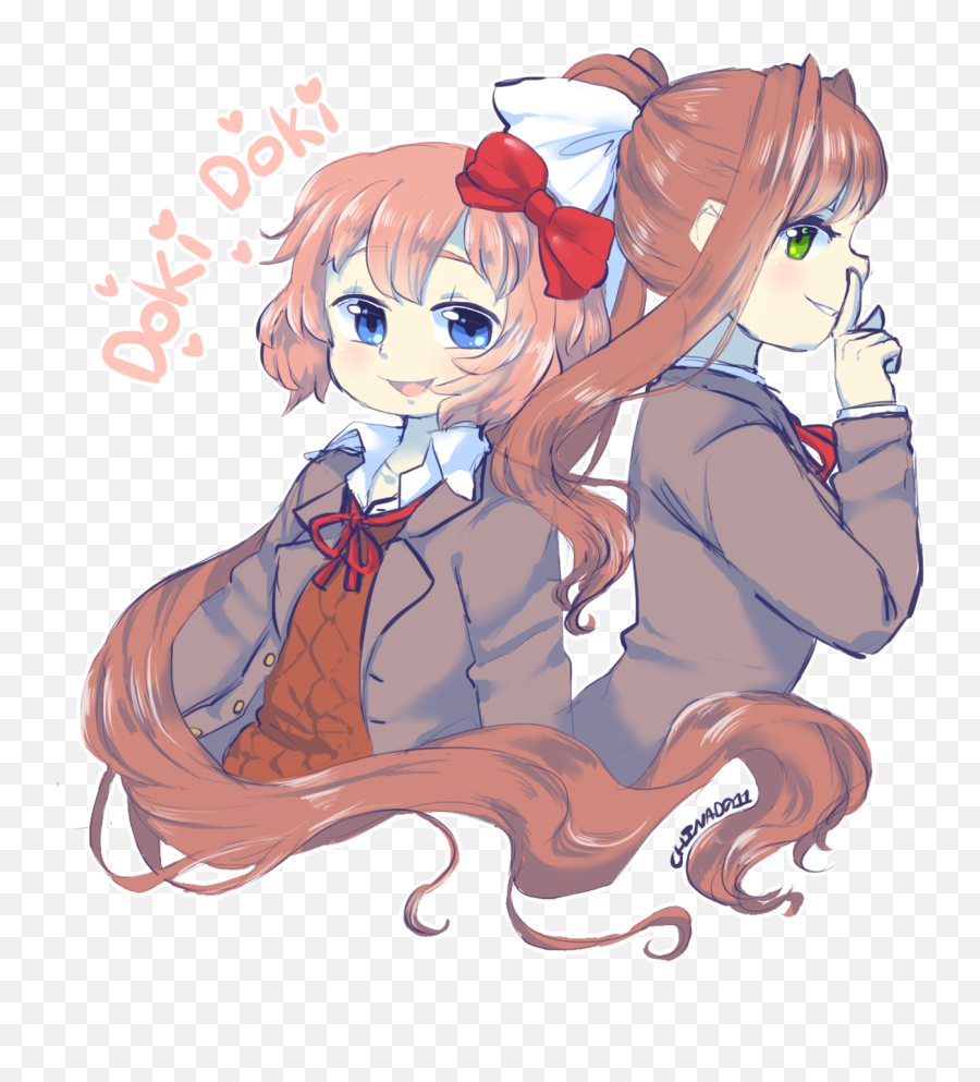 Sayori And Monika By Chinad011 Doki Literature Club - Doki Doki Literature Club Monika And Sayori Png,Doki Doki Literature Club Png