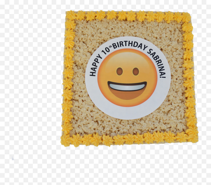 Rice Krispy Emoji Birthday Cake - Happy Png,Cake Emoji Png