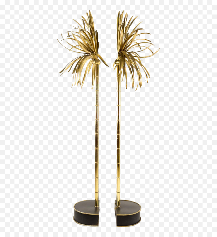Italian Casa Bique Maison Jansen Style Brass Palm Tree Lamps - Matching Pair Fresh Png,Palm Leaf Transparent