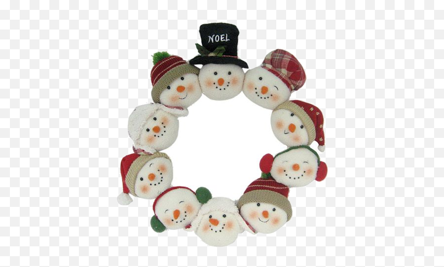 Snowman Wreath Felt Christmas Decorations Xmas Crafts - Caritas De Muñecos De Nieve En Fieltro Png,Holiday Wreath Png