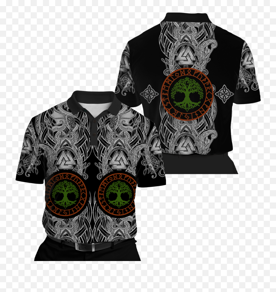 Viking Symbol Dragon Tattoo 3d Printing Mens Polo Shirt - Short Sleeve Png,Monster Hunter World Skull Icon