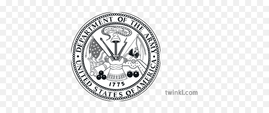 United States Army Emblem Black And White Illustration - Twinkl Department Of The Army Png,Us Army Logo Png