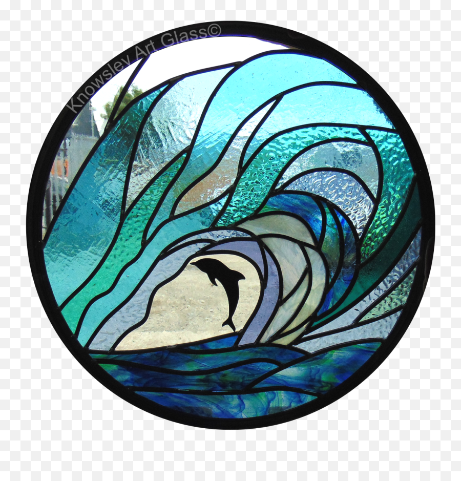 Stained Glass Sea Water Dolphin - Stained Glass Sea Waves Png,Stained Glass Png