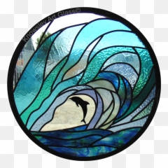 Stained Glass Sea Water Dolphin - Stained Glass Sea Waves Png,Stained Glass Png