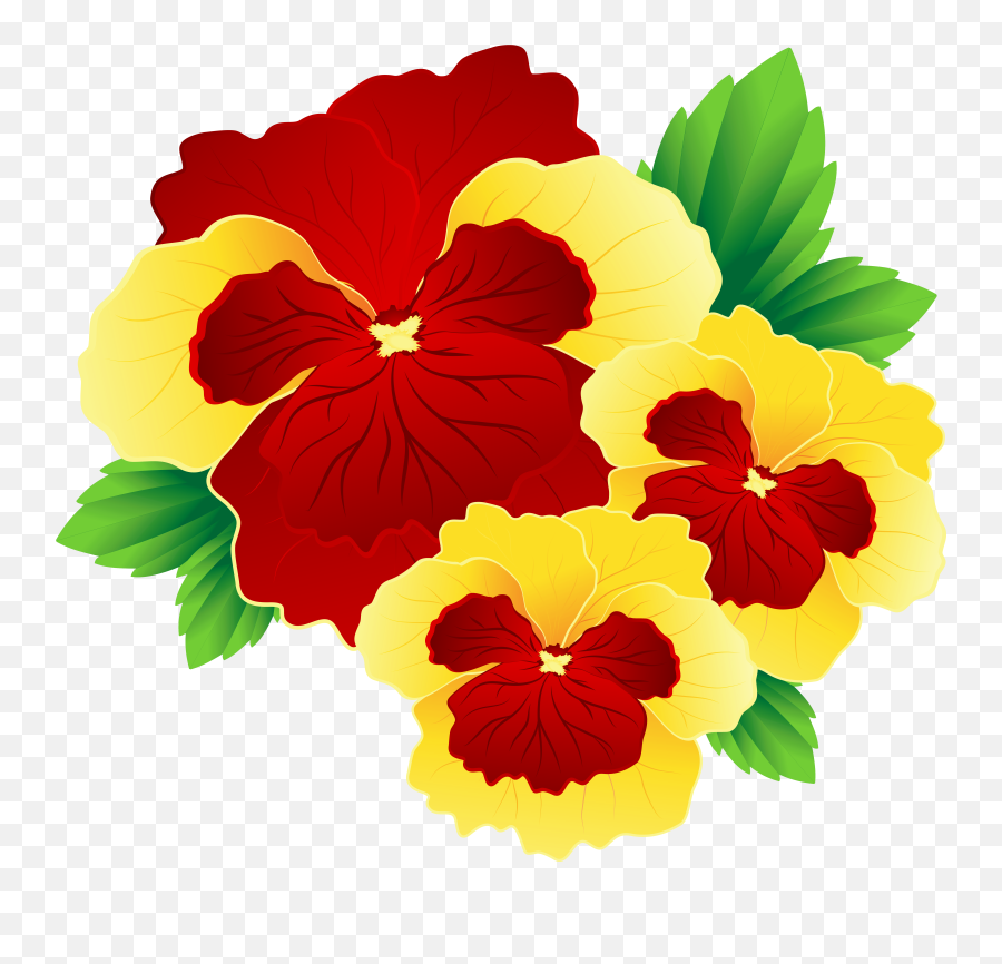 Download Red And Yellow Flowers Png - Pansy Flower Clipart Png,Yellow Flowers Png