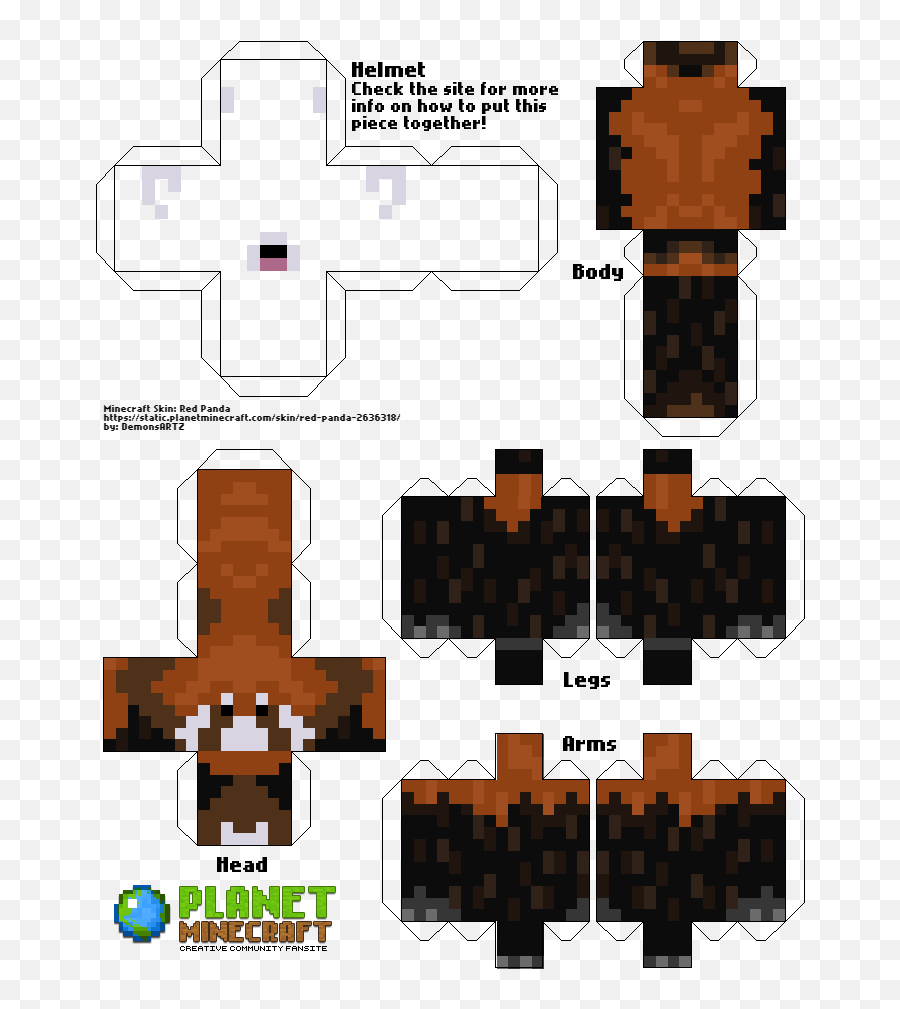 Download Hd Create Papercraft Of Red Panda Minecraft Skin - Skin De Panda Minecraft Png,Minecraft Helmet Png
