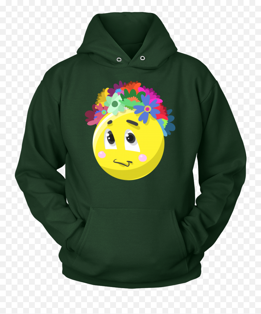 Emoji Flower Cute Face Emojis Flowery Crown Hoodie - Team Valor T Shirt Png,Crown Emoji Png