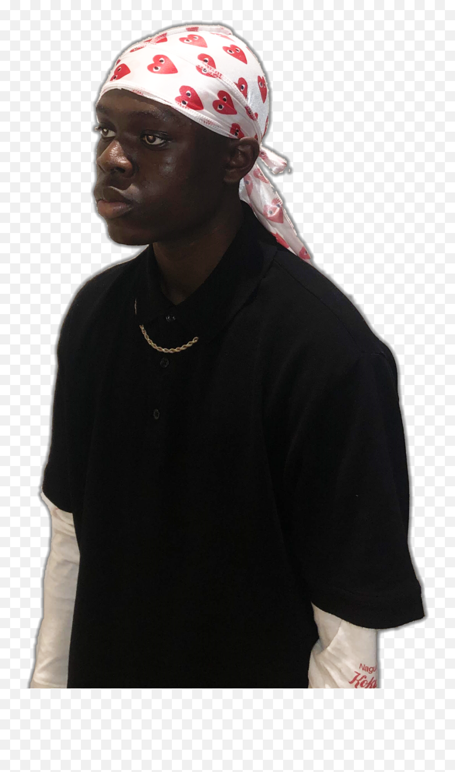 Cdg Hearts White Flouri Collection - Crew Neck Png,Durag Png