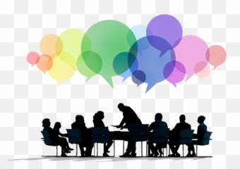 Download Group Of People With Creative Speech Bubbles - Transparent Background Discussion Clipart Png,Panel Png