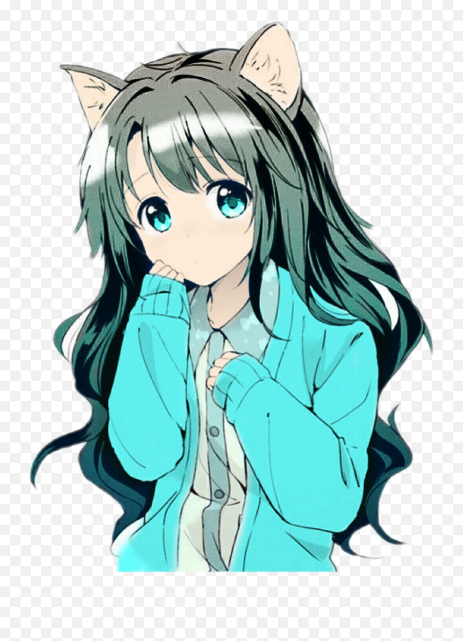 Anime Girl Cat Kawaii Png Image - Shy Cute Anime Girl,Anime Cat Png - free  transparent png images 