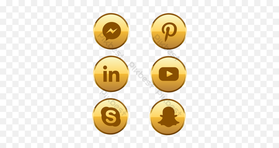 Gold Social Media Luxury Logo Icons Set Png Images Ai Free - Dot,Social Media Icon Vector