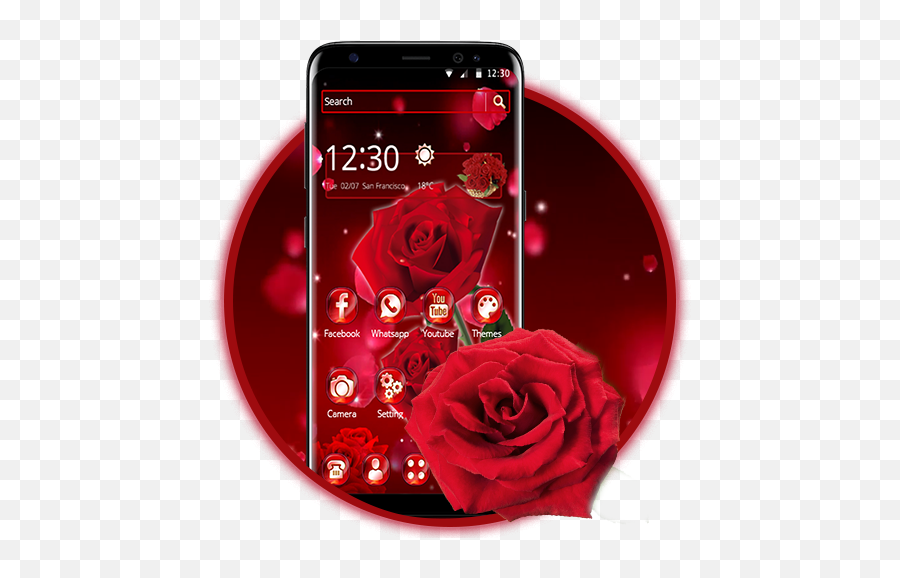 Red Rose Flowers Theme Apk 115 - Download Apk Latest Version Love Flowers Themes Download Png,Rose Facebook Icon