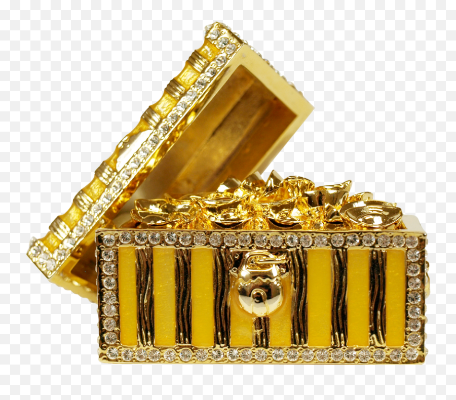 Golden Treasure Chest Large - Crystal Png,Treasure Chest Transparent