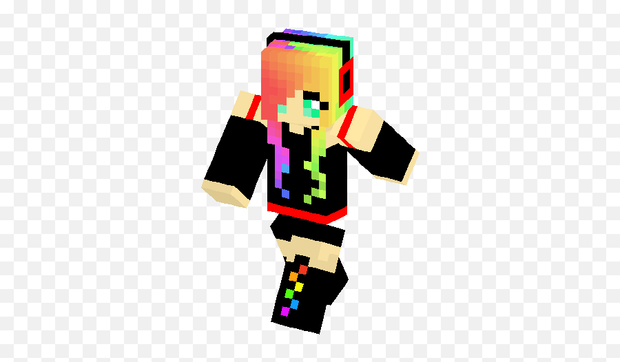 Download Emo Rainbow Girl Skin - Minecraft Skin Full Size Fictional Character Png,Emo Hair Png
