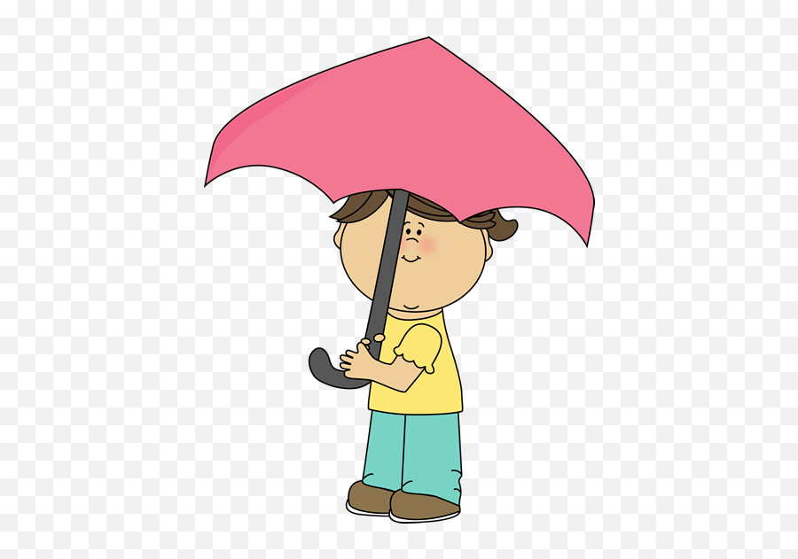 Download Hd Little Girl With An Umbrella Clip Art - Boy Holding An Umbrella Clipart Png,Umbrella Clipart Png