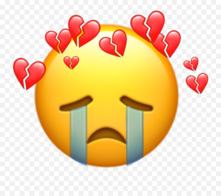 Sticker By Neila7155 - Crying Emoji With Broken Heart Png,Sad Emoji Transparent Background