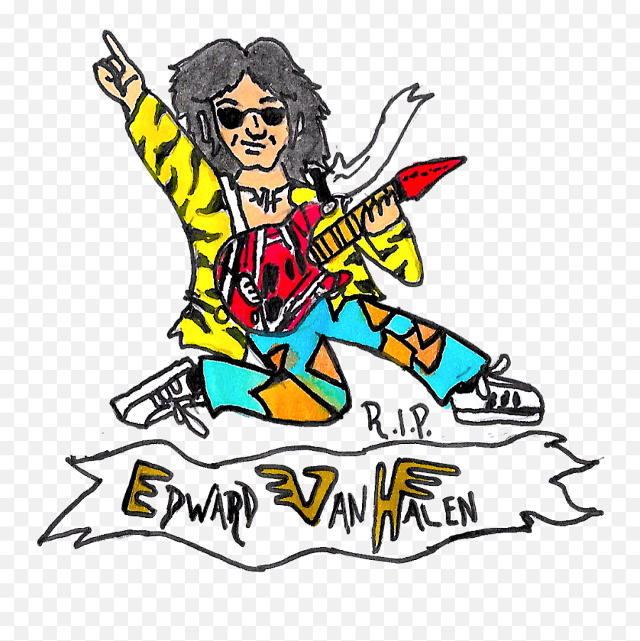Eddie Van Halen Shreds In Valhalla - Rock Musician Png,Van Halen Logo Png