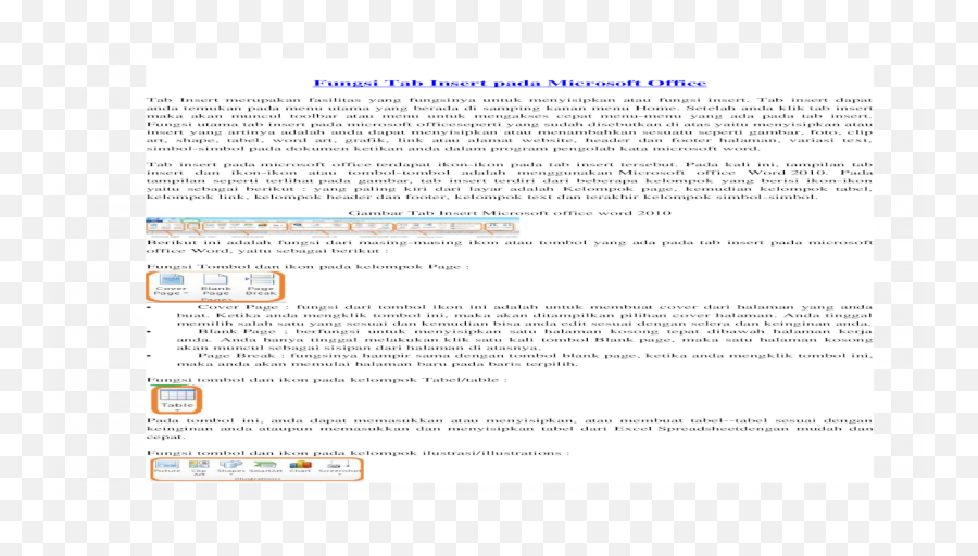 Fungsi Tab Insert Pada Microsoft Office - Document Png,Fungsi Icon Microsoft Excel 2007