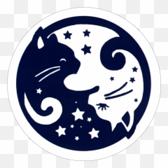 Starry Yin Yang Cats - Small Bumper Sticker Decal or Magnet Symbol png
