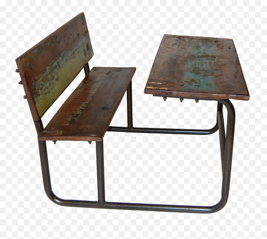 Old Vintage School Desk With Bench - Coffee Table Png,School Desk Png