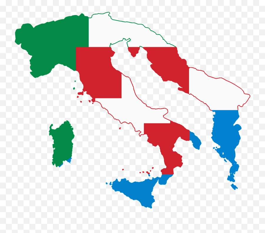 Flag Map Of The Italian Language - Macro Regions Of Italy Png,Italian Flag Png