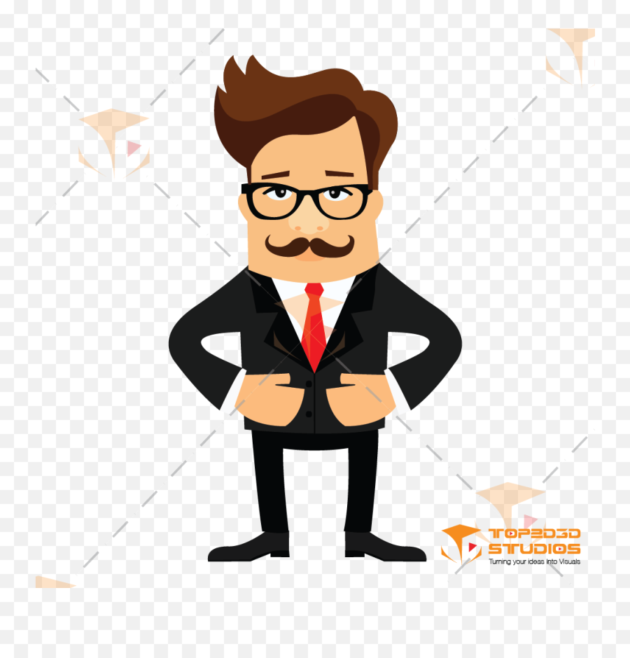 Male Character With Cool Moustaches - Male Stylish Cartoon Characters Png,Moustaches Logo