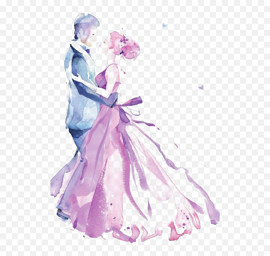 Download And Men Wedding Watercolor Invitation Women - Watercolor Wedding Heart Clipart Png,Wedding Dance Icon
