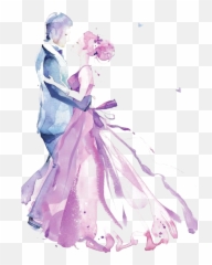 Download And Men Wedding Watercolor Invitation Women - Heart Clipart png
