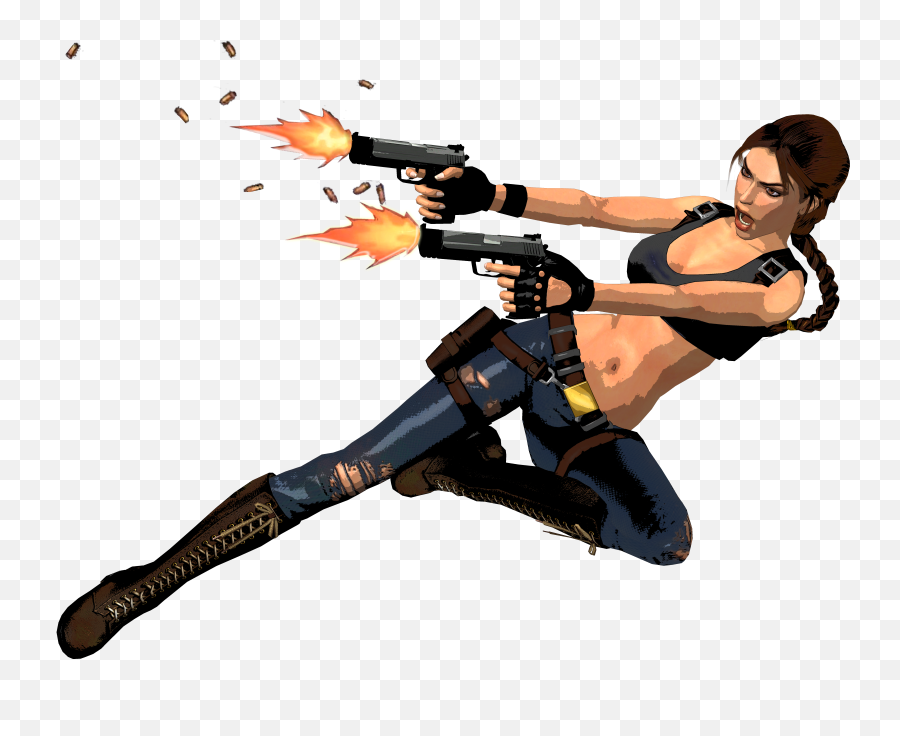 Download Lara Croft Tomb Raider With Guns Png Image For Free - Lara Croft Comic,Pointing Gun Png