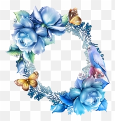 Vintage Floral Blue Frame Png All - Flower Border