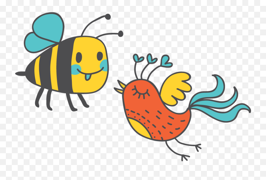 Clipart Birds Bee Transparent - Birds And The Bees Cartoon Png,Bees Png