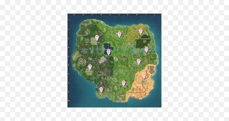 Battle Royale - Golf Cart Locations In Fortnite Png,Fortnite Map Png
