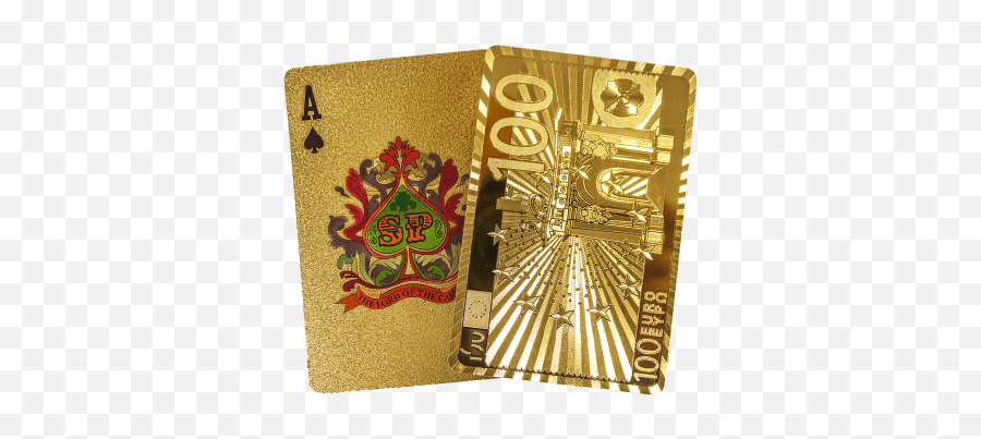 Gold Foil Playing Cards With U20ac100 Note Design - Gold Playing Cards Png,Deck Of Cards Png