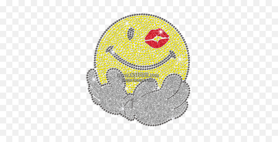 Cute Emoji Iron - On Rhinestud Glitter Transfer Cstown Smiley Png,Cute Emoji Png
