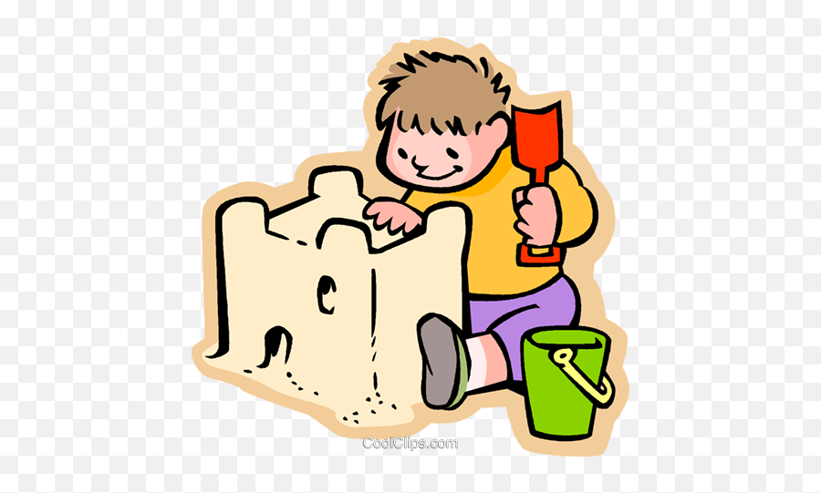 Download Little Boy Building A Sand Castle Royalty Free - Build Sandcastle Clip Art Png,Sand Castle Png