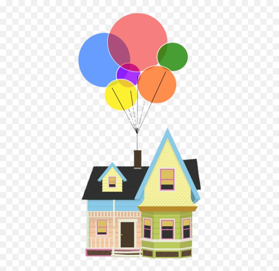 Movie Pixar Colorful Rainbow Home House - Drawing Up Movie House Png,Up Balloons Png