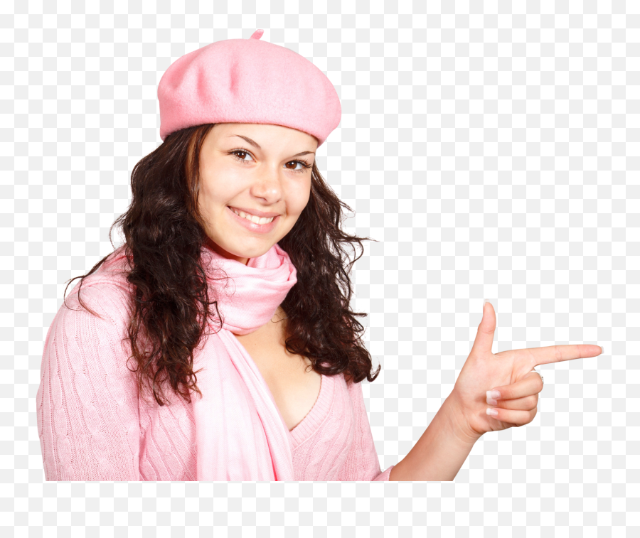 Happy Young Woman Pointing Finger Png - Woman Pointing Finger Png,Lady Png