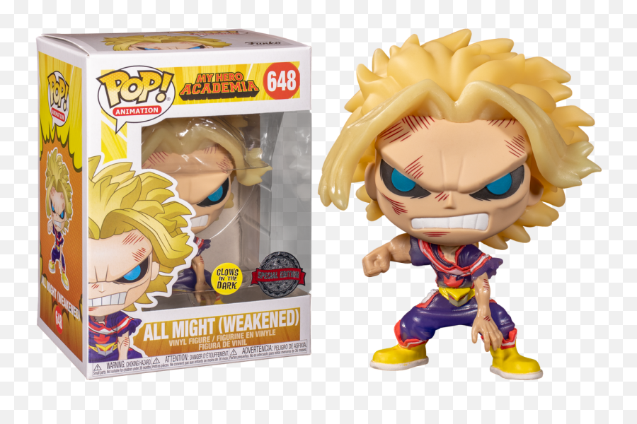My Hero Academia - All Might Weakened Glow In The Dark Pop Vinyl Figure My Hero Academia Funko Pop All Might Png,Midoriya Png