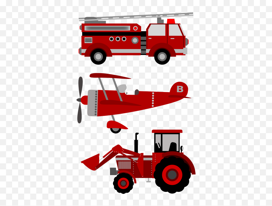 Firetruck Plane Tractor Airplane Transparent Png Images - Clip Art Fire Trucks,Airplane Transparent
