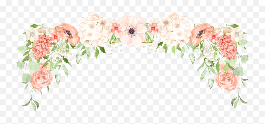 Download Hd Beautiful Wreath Cartoon Transparent - Peach Madeira Com Flores Do Campo Shabby Png,Watercolor Floral Png