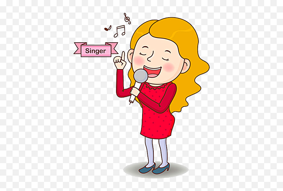 Microphone Woman Singing Cartoon Illustration - Singing Transparent Singer Cartoon Png,Cartoon Woman Png