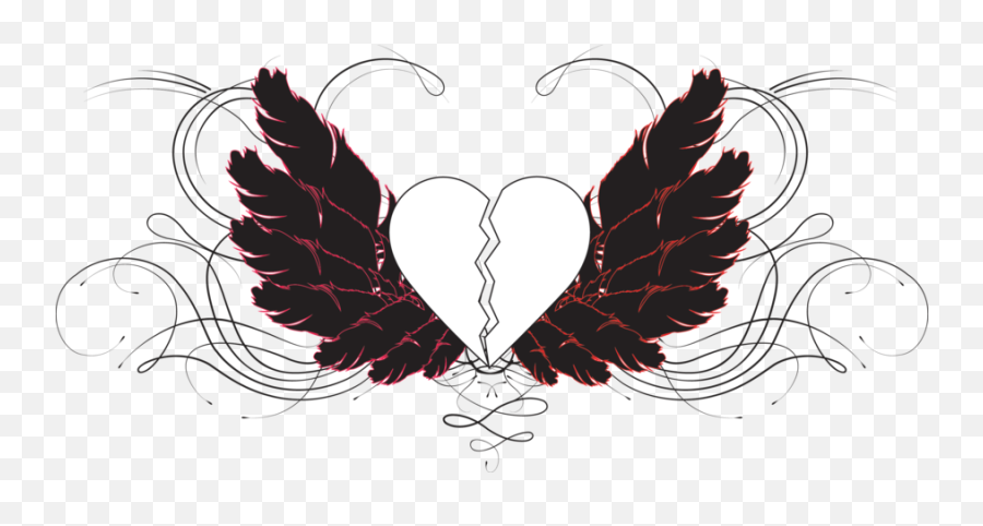 Download Drawn Broken Heart Transparent - Emo Broken Heart Drawing Broken Heart Wings Png,Emo Png