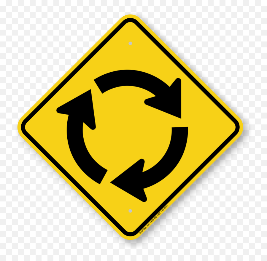 Clockwise Intersction Warning Sign Sku K2 - 0667 Roundabout Sign Png,Yellow Diamond Icon
